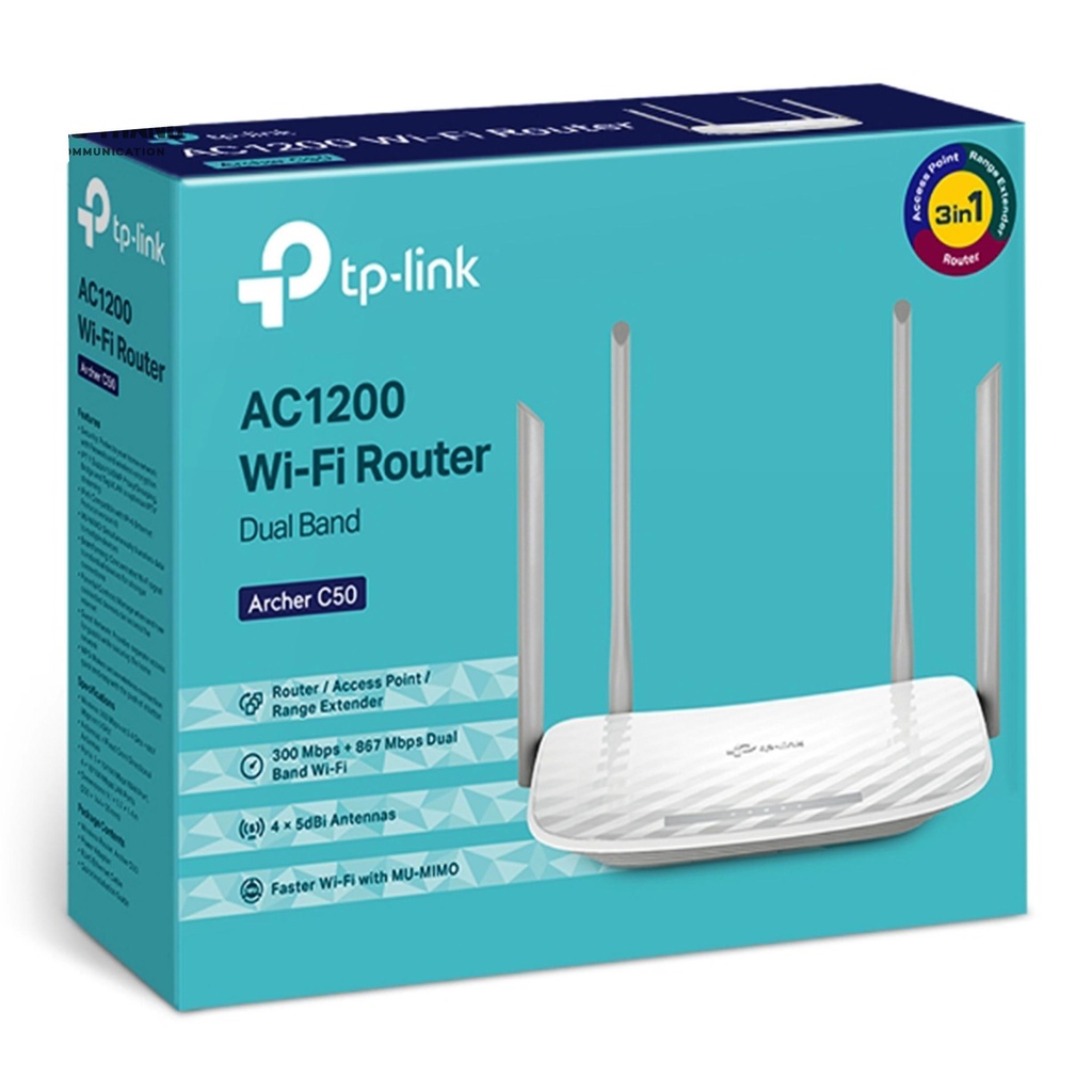 [Phát Wifi TP-Link] Router Wifi TP-Link Archer C50  (4 anten, 1167Mbps, Dual Band Wi-Fi , 
Repeater, 4LAN)
