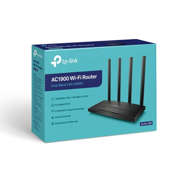 [Phát Wifi TP-Link] Router Wifi TP-Link Archer C80 (4 anten, 1900Mbps, Dual-Band, 
4LAN 1Gbps)